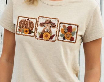 Faux Latch Hook Highland Cow PNG, Rustic Fall Clipart (Digital Download)