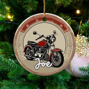 Personalized Retro Motorcycle Ornament , Custom Biker Ornament, Motorcycle Ornament,Gift for Motorcyclist,Chopper Ornament