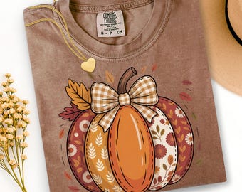 Autumn Floral Pumpkin PNG, Fall Design (Digital Download)