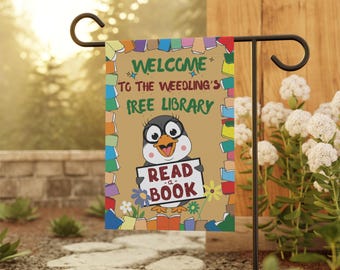 Drapeau de jardin personnalisé Little Free Library, panneau de bienvenue