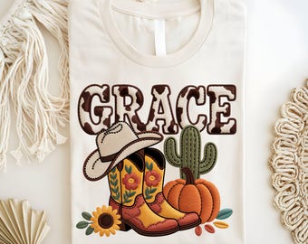 Cowgirl Boots PNG, Western Grace Chenille, Fall Sublimation Design (Digital Download)