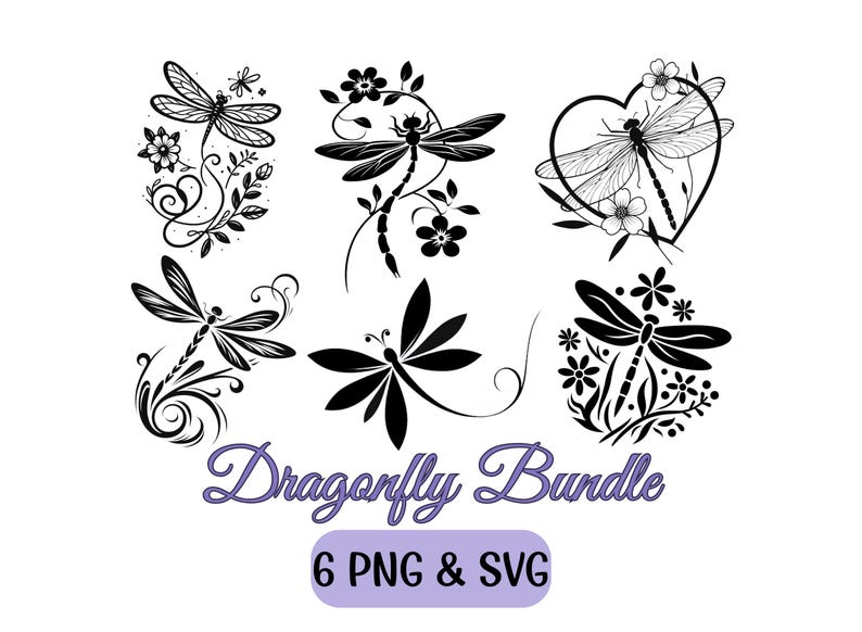 Floral Dragonfly SVG PNG: Nature Vector Clipart (digital Download) - Etsy