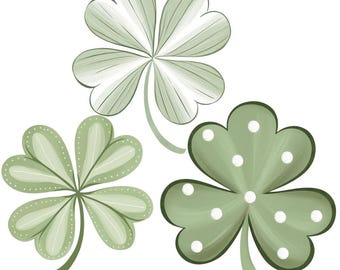 Green Clover Clipart,5 Lucky Shamrocks PNG, St Patrick's Day Shamrocks,Lucky Clover PNG, Shamrock Clovers
