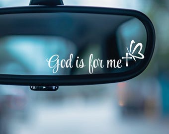 God is for me mirror Decal, Christian Cross Decal, Religious Car Decal, Visor Mirror Sticker, Cross Decal
