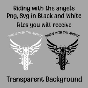 Riding with Angels Biker SVG PNG, Custom Motorcycle Memorial SVG, Custom Biker svg, Motorcycle Memorial, Motorcycle Wings png