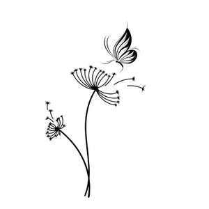 Dandelion Butterfly Clipart, Dandelion SVG, Butterfly svg,Dandelion and Butterfly png svg,Dandelion butterfly cricut file, Dandelion Vector