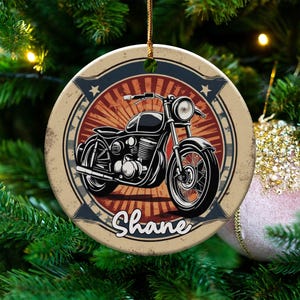 Personalized Motorcycle Ornament, Motorcycle Custom Ornament, Custom Name Motorcycle Ornament, Biker Christmas Ornament, Motorcycle Gifts