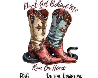 Christian Cowgirl PNG: Pink Boots, Western Faith Design (Digital Download