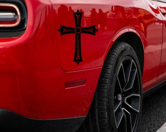 Christian Cross Rear View mirror Decal, Religious Car Decal, Visor Mirror Sticker, Cross Decal, Christian Gift