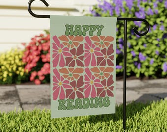 Boho Little Free Library Garden Flag: Floral Books Sign