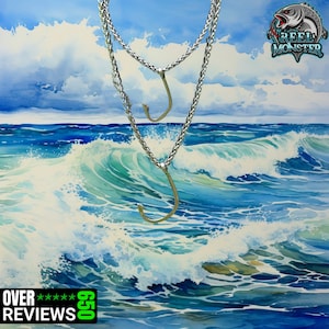 Stainless Steel Fishing Hook Necklace Set Rustic Couple Jewelry His and Her Jewelry Set Outdoor Lover Gift Fishing Jewelry Set for Couple