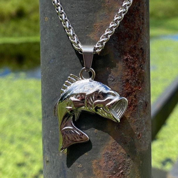 Hunting and Fishing Necklace, Buck, Duck, and Bass Fish, Hunters
