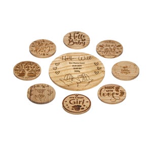 Tus recuerdos de nacimiento | Personalizable | 3 tamaños | Maderas especiales para momentos especiales | Hecho a mano | Catalpa | Sólido