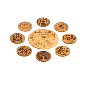 Recuerdos de nacimiento | Personalizable | 3 tamaños | Maderas especiales para momentos especiales | Hecho a mano | cereza | Hitos