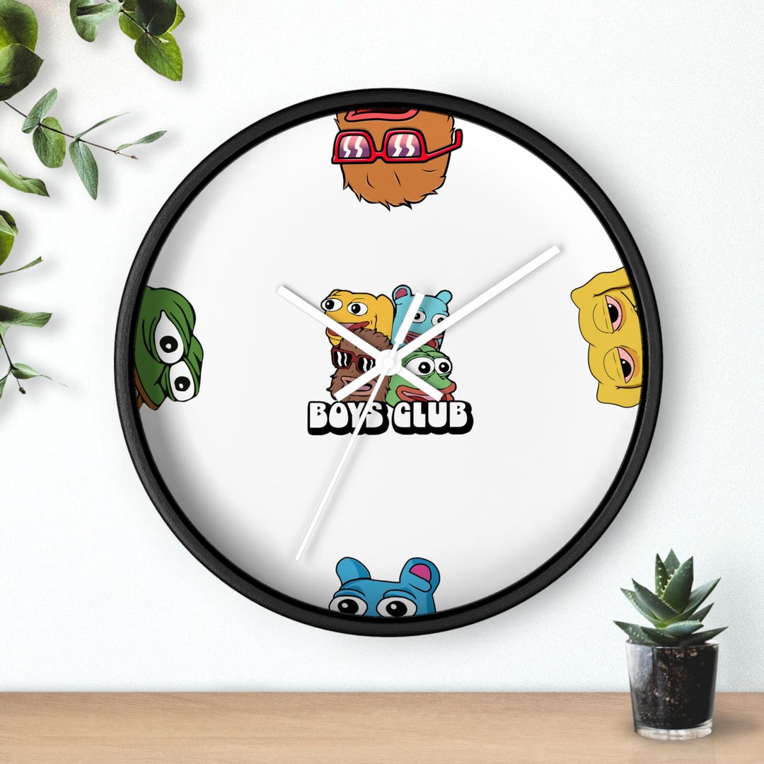 Boys Club Memecoin Wall Clock - Featuring Iconic Pepe, Brett, Andy, and ...