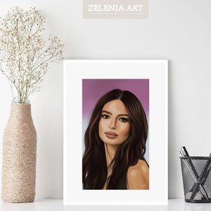 Handmade Digital Painting of Emily Ratajkowski | Portrait and Fan Art | Digital Download in A4 and A5 | PNG & JPG | Printable Wall Art
