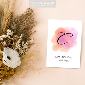 Carta Personalizada | impressão positiva da arte das citações | Tintas aquarela | Pacote de design editável | Modelo Canva de mentalidade de crescimento | Art Deco