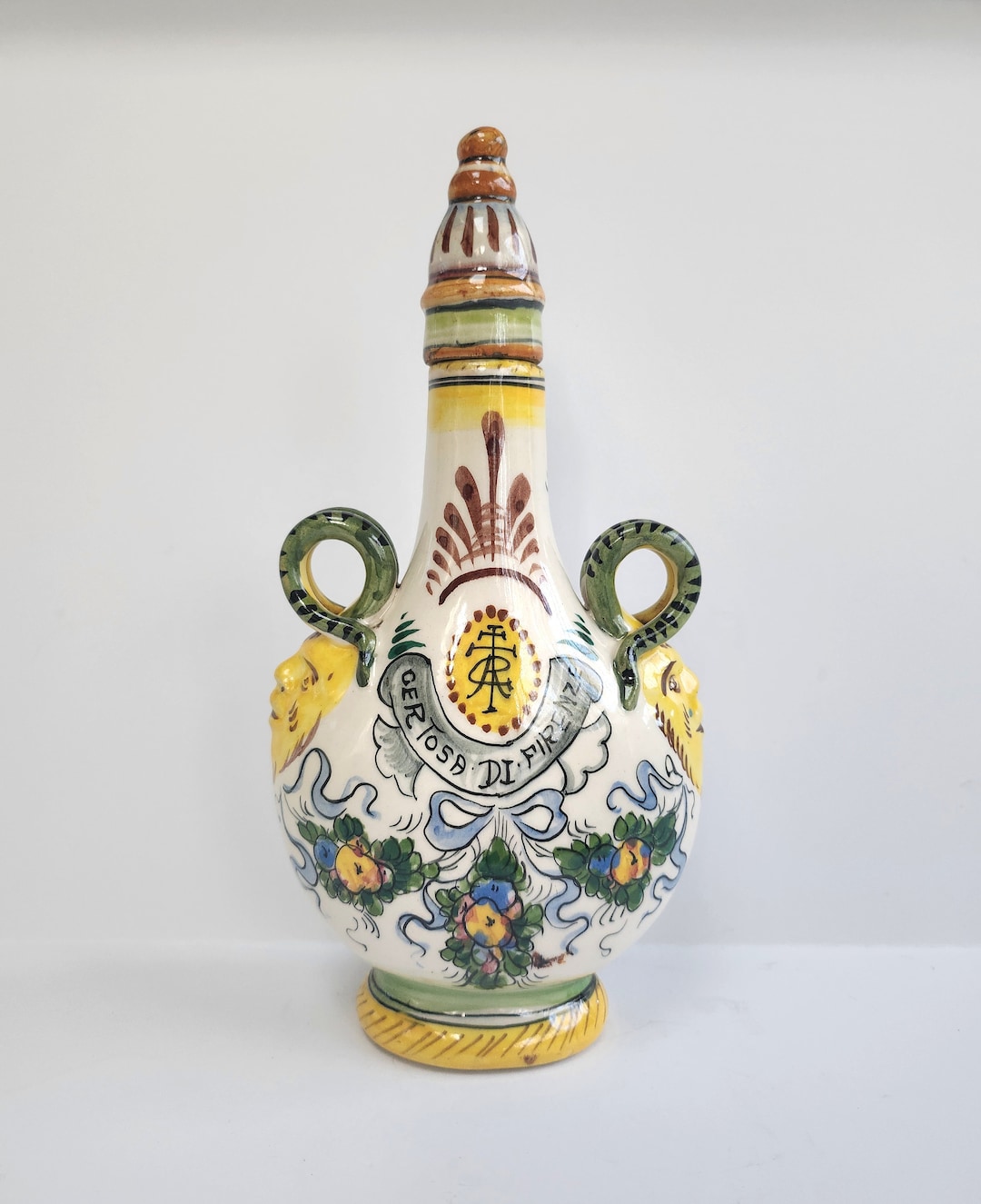 【極美品】societa porcellane Artistiche イタリア製 Florence Italy Ceramiche Artistiche Migliori Sgraffito Floral