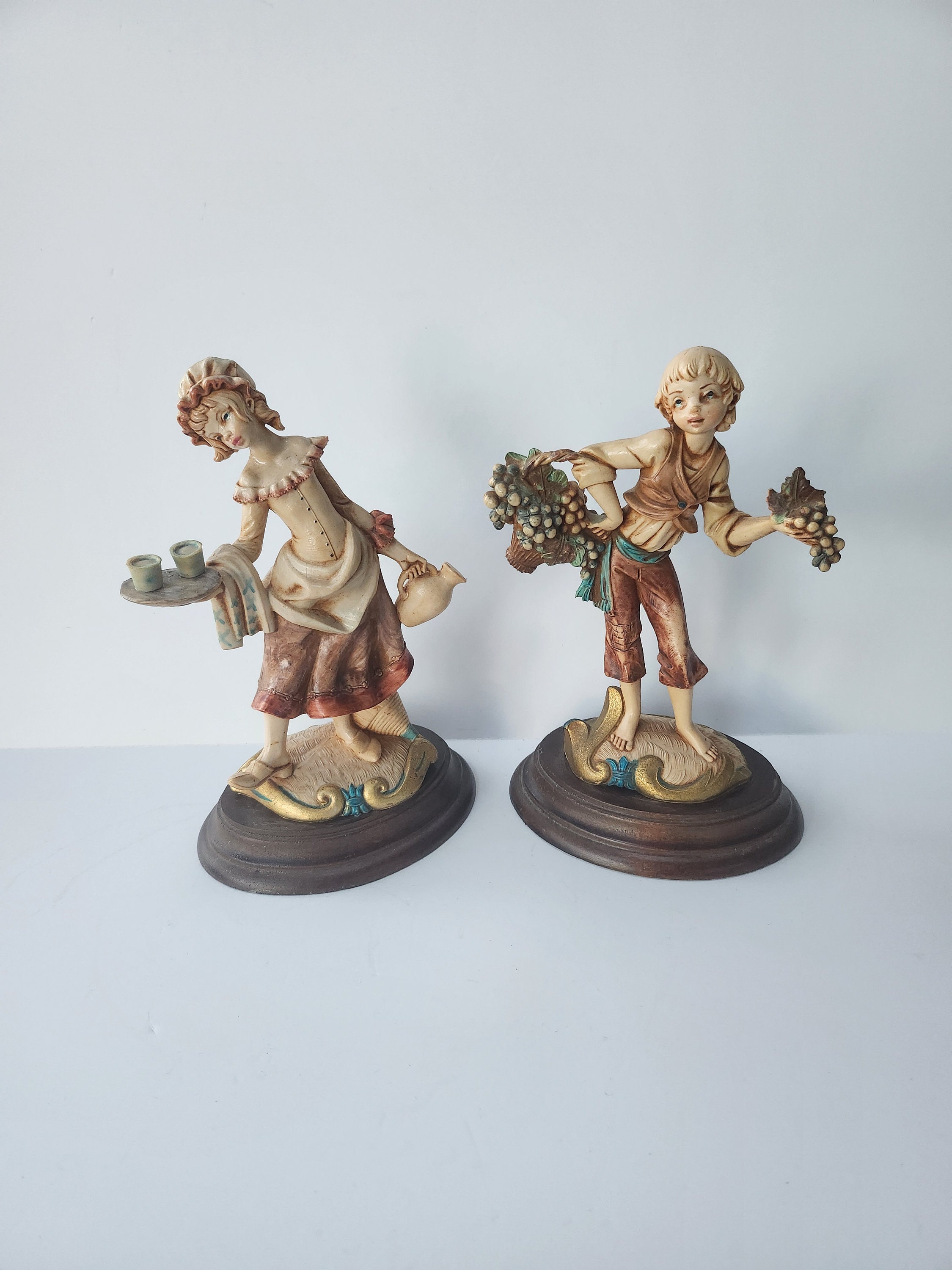 Vintage Fontanini Figurines, Italian Collectible Statuettes Pair