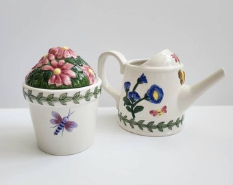 Portmeirion Botanic Garden Sugar Bowl and Cream Creamer Pitcher Set
