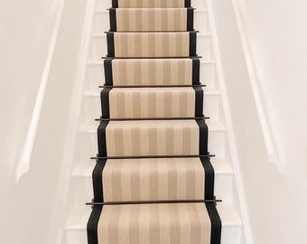 Black Border Herringbone Stair Runner
