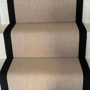 Black Border Herringbone Stair Runner