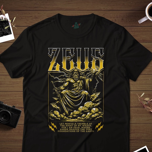 Zeus Greek God of Thunder Olympus Ancient Greek Mythology Graphic Art T-Shirt