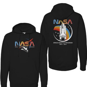 NASA Worm Logo National Aeronautics and Space Administration Space Shuttle Program 1972-2011 Front and Back Print Hoodie Sweatshirt