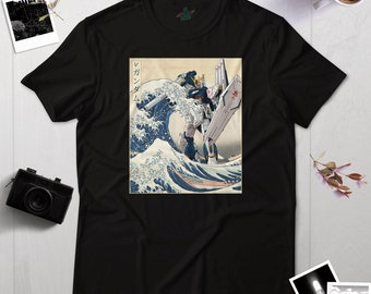 RX-93 v Nu Gundam Mobile Suit in the Great Wave off Kanagawa Anime Graphic Art T-Shirt