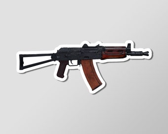AKS-74U Compact Rifle Art Decal Glossy Laminated Sticker 4" Length
