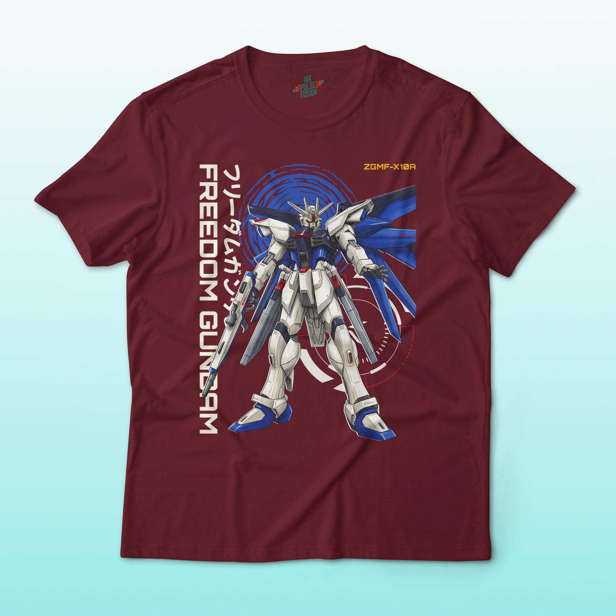 Freedom Gundam ZGMF-X10A T-Shirt, Mobile Suit SEED Anime Tee, Manga Design