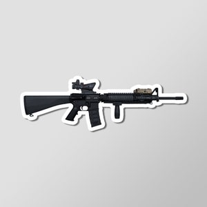 M16A4 Rifle USMC Art Decal Glossy Laminated Sticker 4" Length