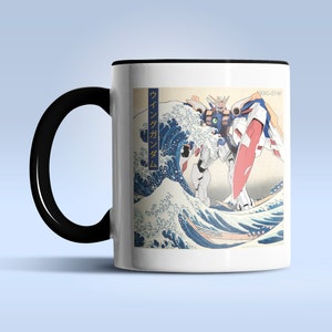 Gundam Wing Mobile Suit in the Great Wave Off Kanagawa Anime Graphic Art 11 oz Ceramic Coffee Mug