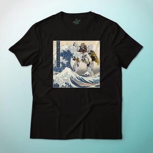 Sandrock Gundam Zero-Four Mobile Suit in the Great Wave off Kanagawa Anime Graphic Art T-Shirt