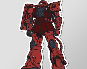 MS-06S Char's Zaku II Mobile Suit Gundam Classic Anime Glossy Vinyl Laminated Sticker