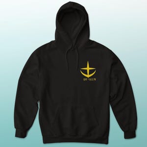Earth Federation Forces Hoodie | Gundam U.C. 0079 Pullover | Anime Mecha Hoodie | E.F.F. Military Emblem Sweatshirt