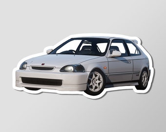 1991 Civic Type R Classic Tuner Car Glossy Vinyl Laminated Sticker 4" Length