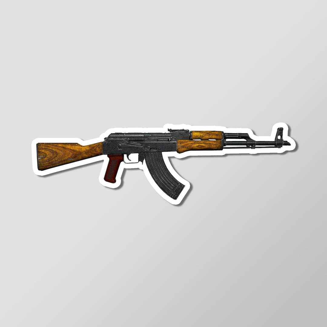 AKM AK-47 Classic Assault Rifle Art Glossy Laminated Sticker 4
