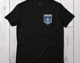 Gundam 08th MS Team Federation E.F.G.F. Earth Federation Ground Force Insignia Logo Front Left Chest Anime Novelty Graphic Art T-Shirt