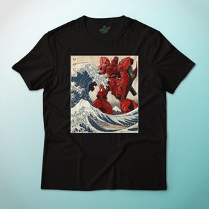 MSN-04 Sazabi Gundam Mobile Suit in the Great Wave off Kanagawa Anime Graphic Art T-Shirt