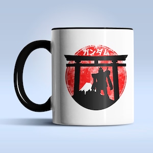 Gundam Mobile Suit RX-78-2 Shinto Silhouette Anime Graphic Art 11 oz Ceramic Coffee Mug
