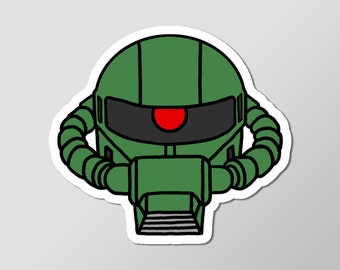 MS-06 Zaku II Face Gundam Mobile Suit Classic Anime Glossy Vinyl Laminated Sticker