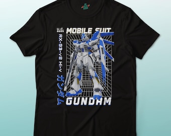 RX-93-ν2 Hi-ν Gundam Graphic Art T-Shirt | Anime Streetwear | Mobile Suit Mecha Tee