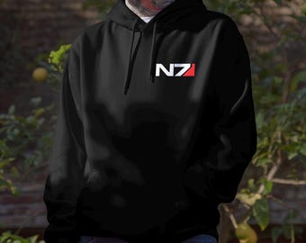 N7 Mass Effect Hoodie Pullover Sweatshirt / Special Forces Emblem / System Alliance