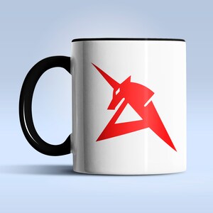 Amuro Ray Unicorn Emblem Mobile Suit Gundam Anime Graphic Art 11 oz Ceramic Coffee Mug 2-Tone Black White