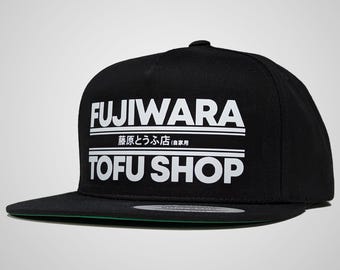 Fujiwara Tofu Shop Initial-D Anime Flat Bill Cap Snapback Closure Adjustable Hat High Profile Five Panel