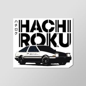HACHI-ROKU AE86 Corolla Car Initial D Anime Minimalist Glossy Vinyl Laminated Sticker