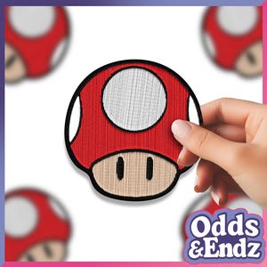 Adesivo fungo di Mario (effetto ricamo)