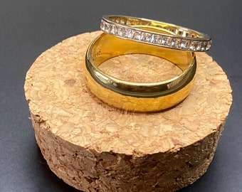 Set of 2 Gold Stacking Rings for Plus Size Women, Stainless Steel Rings, Water Resistant, Non-Tarnish, Stackable, Curvy Friendly Ring Set