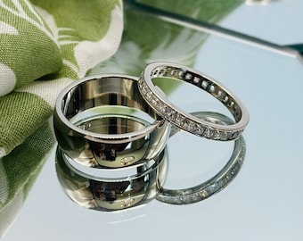 Set of 2 Stainless Steel Stackable Rings for Plus Size Women, Water Resistant, Non-Tarnish, Stackable, Curvy Friendly Jewelry, Ring Set